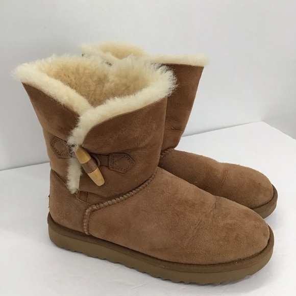 UGG Women’s Keely Winter Boot Suede Leather Genuine Sheepskin Toggle Size 8 - Picture 3 of 9